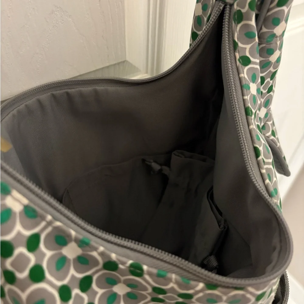The Bumble Collection Crossbody Floral Print Grey & Green Diaper Bag